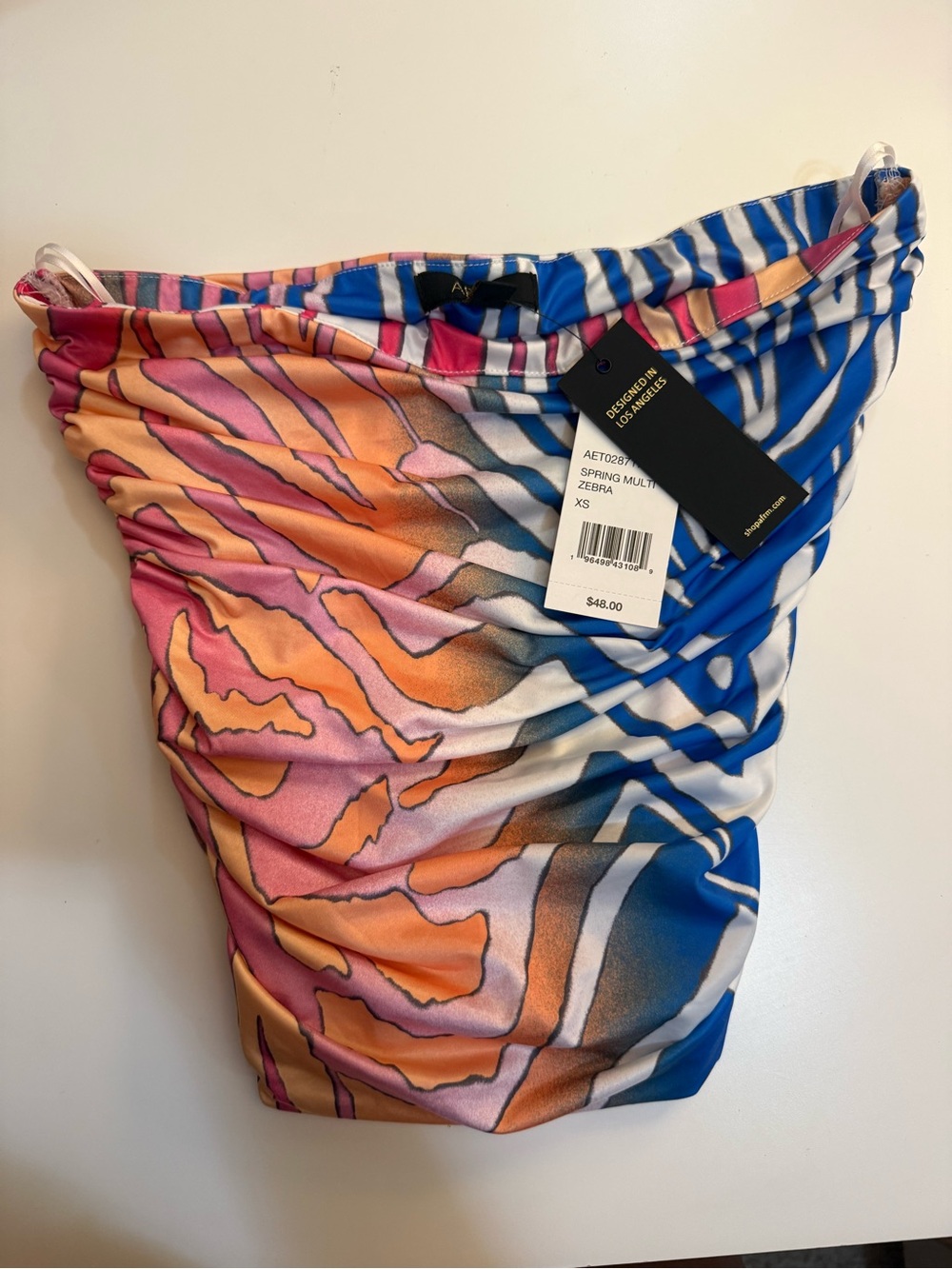 AFRM Multicolor Zebra Print Tube Top - Pink, Orange, Blue